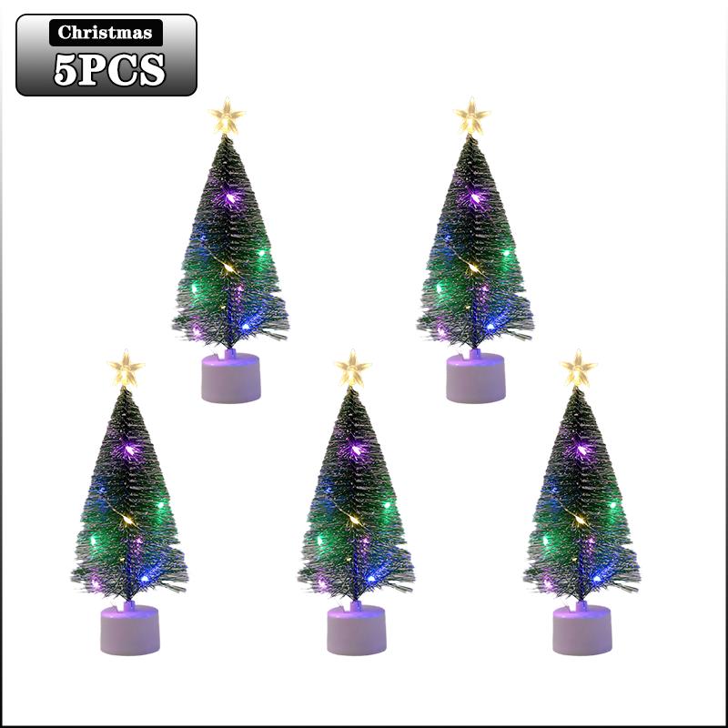 Mini LED1-20PCS Christmas Tree Desktop Tabletop Artificial Xmas Tree Holiday Party Home Office Decoration