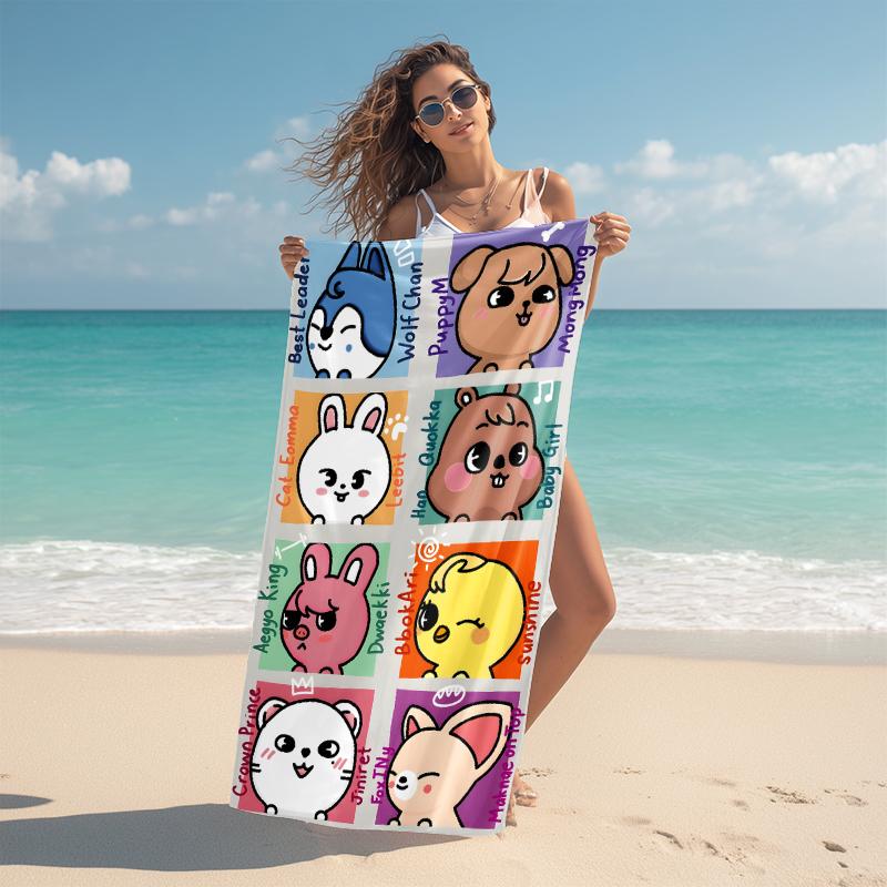 1Pc Adorable Animal Friends Beach Towel Microfiber Beach Towel Thin Absorbent For Beach Swimming Yoga Bath Sports 091742