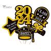 5Pcs/Set The Class of 2024 Glitter Graduation Centerpiece Sticks Set Table Vase Toppers Graduation Party Decor