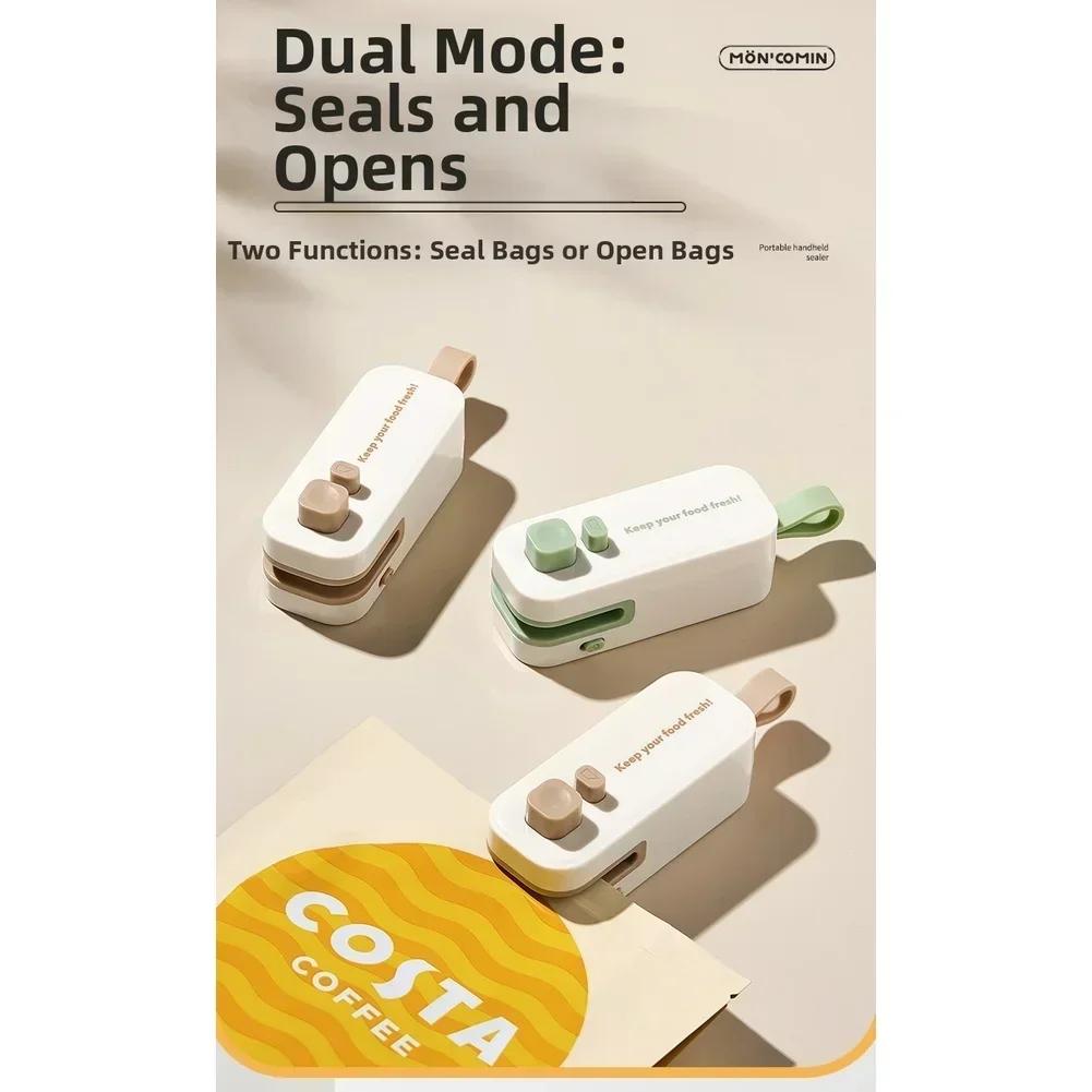 Compact Mini Magnetic Food Sealer with Dual Sealing and Opening Functions for Kitchen Snack Bags and Food Storage