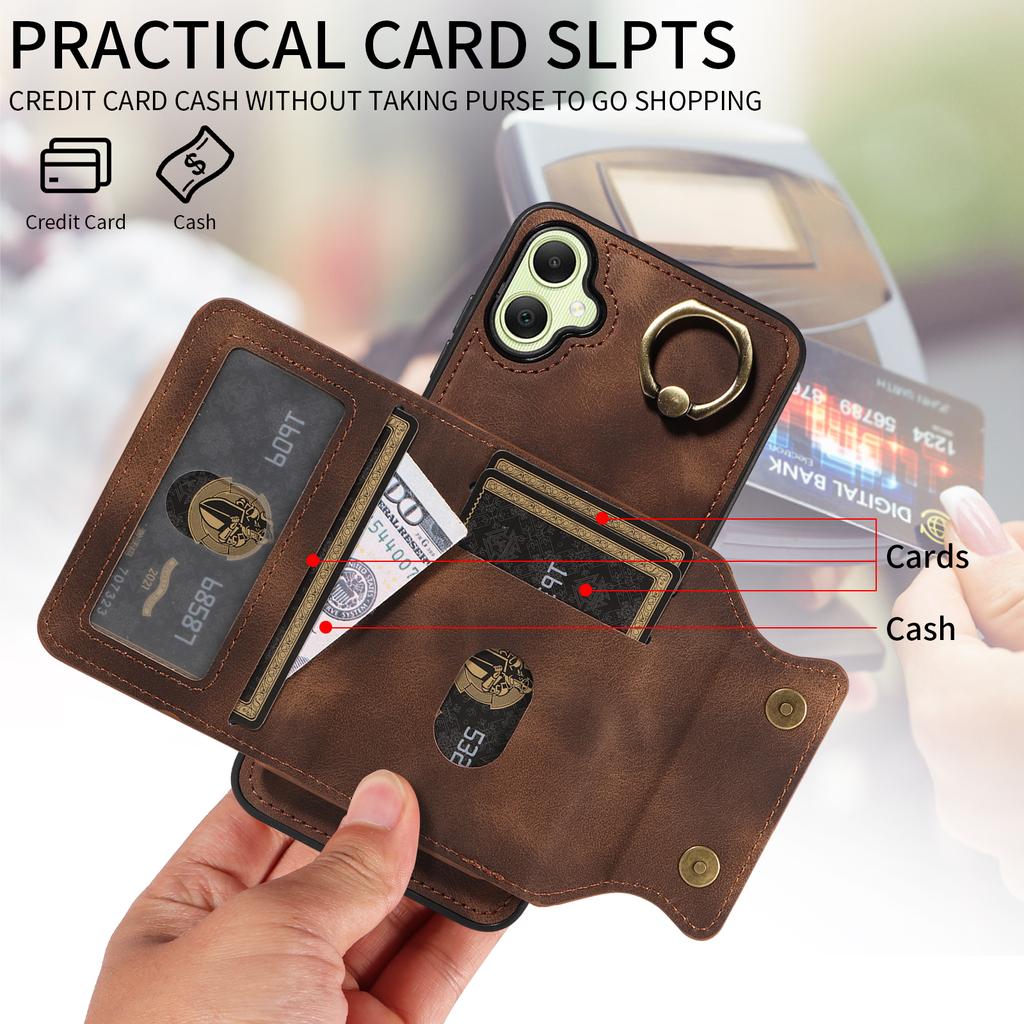 For Samsung Galaxy A05,Samsung Galaxy A05s Ring Bracket Card Holder Slots Cover Phone Case
