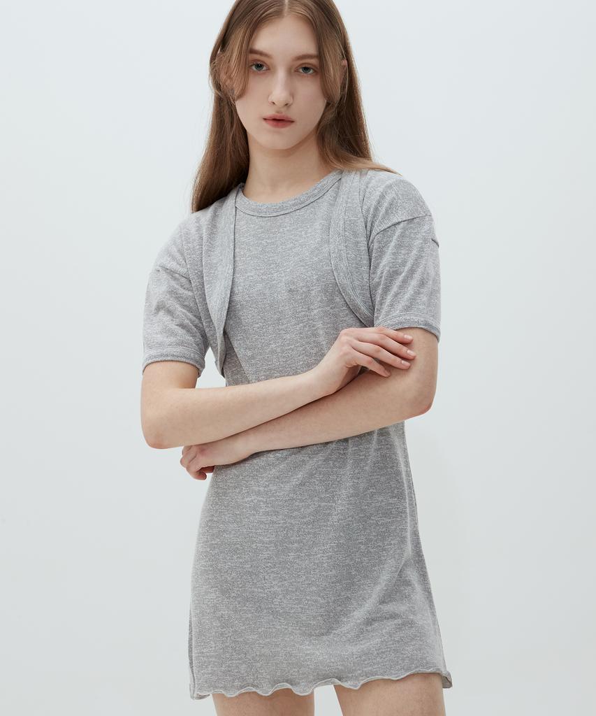 Match Glove Bolero Set Dress (Gray)