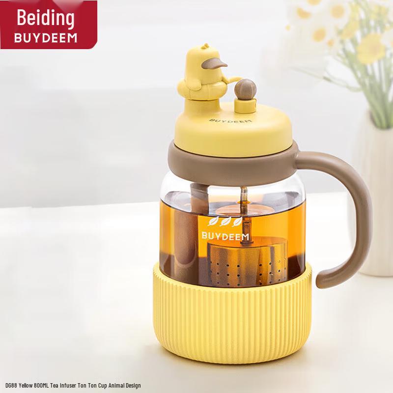 Buydeem 800ml Portable Tea Infuser Glass Straw Bottle