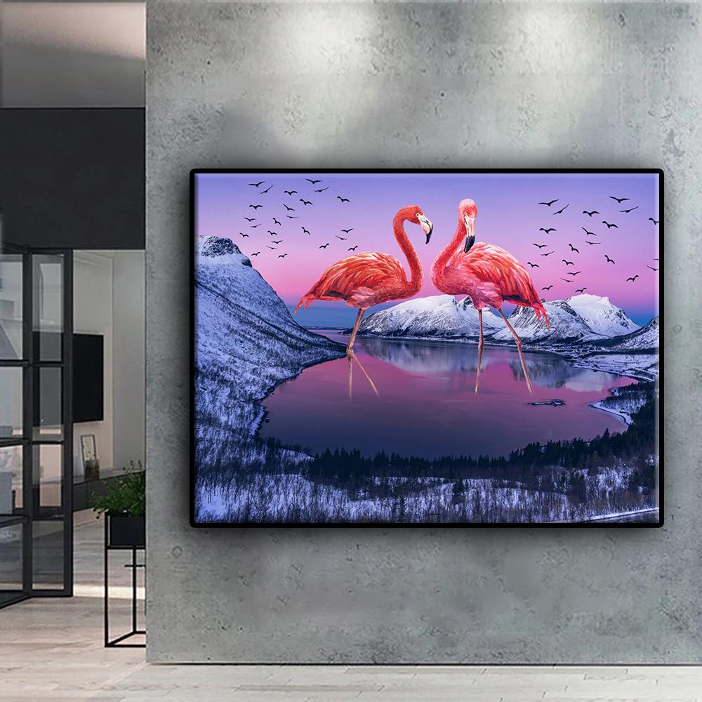 5D DIY Diamond Embroidery Animal Flamingo Diamond Painting Mosaic Home Decoration