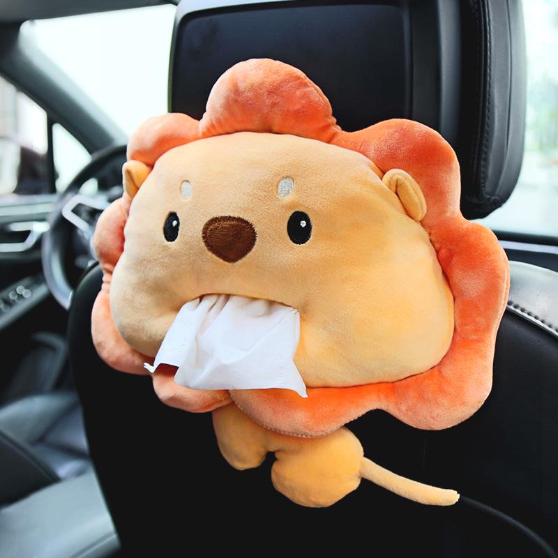 Cartoon Plush Car Tissue Box for Armrest: Cute Hanging Paper Dispenser and Interior Decoration