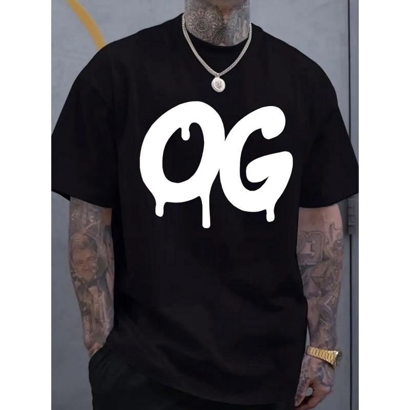 

European Size Men S Plus Size Vintage OG Logo Design T-Shirt - Lightweight Short Sleeve Round Neck, Breathable Casual Shirt for Plus Sizes 4XL чорний