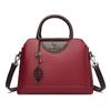 Elegant Two-Tone Leather Handbag for Women Top Handle Adjustable Shoulder Strap Luxury Fashion Purse with Leaf Pendant