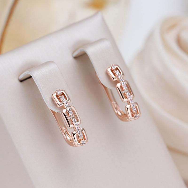 Chain Design Zircon Earrings Women Gold Color Trendy Jewelry Daily Accessories