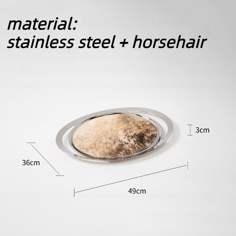 Luxury Stainless Steel Tray Circular Arc Fruit Plate Dessert Storage Trays Modern Home Decorative Trays Kitchen Organization