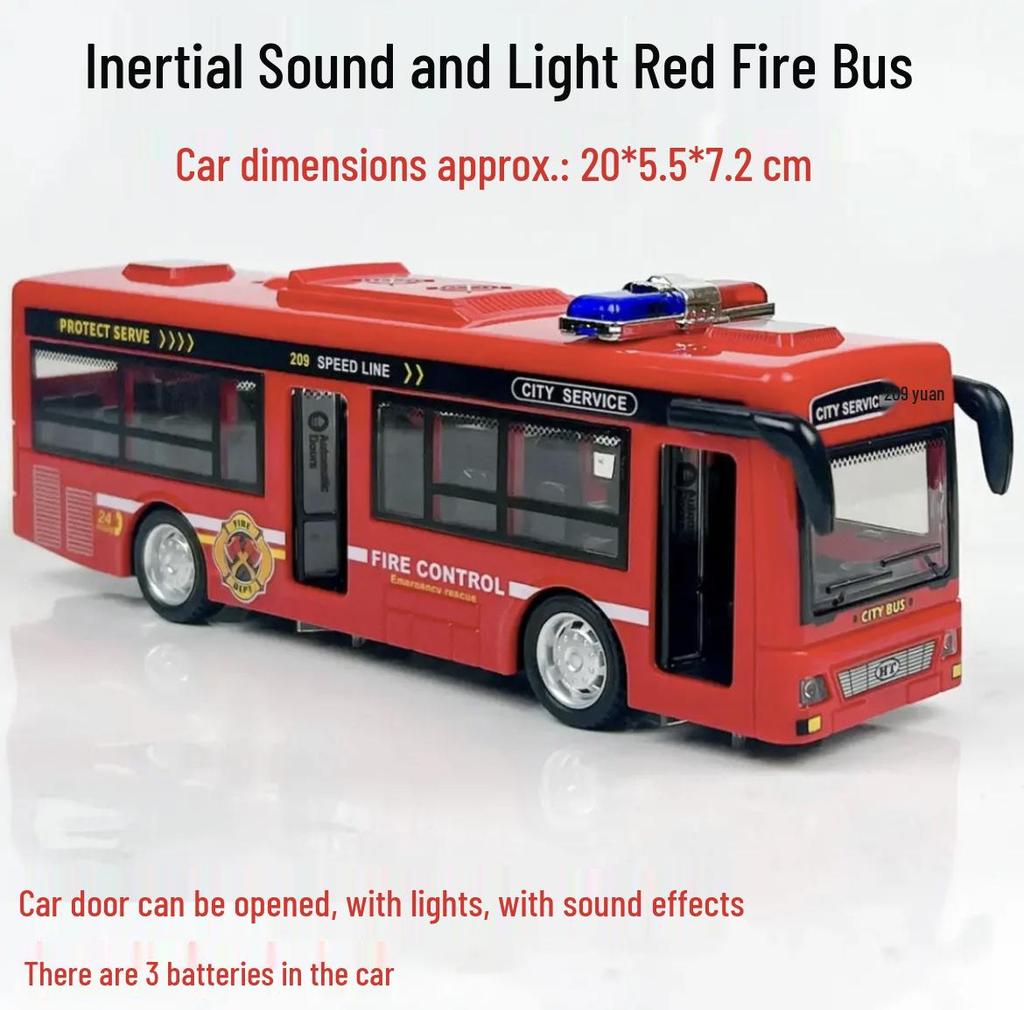 Children's Police Bus Toy Car with Sound, Lights, and Openable Door