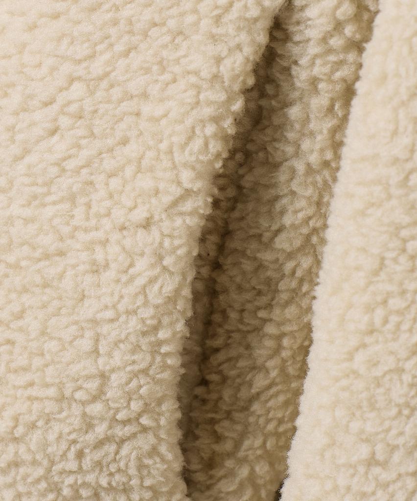 Dimitri Black Balaclava Slash Hood Zip-Up_Sherpa Fleece Beige
