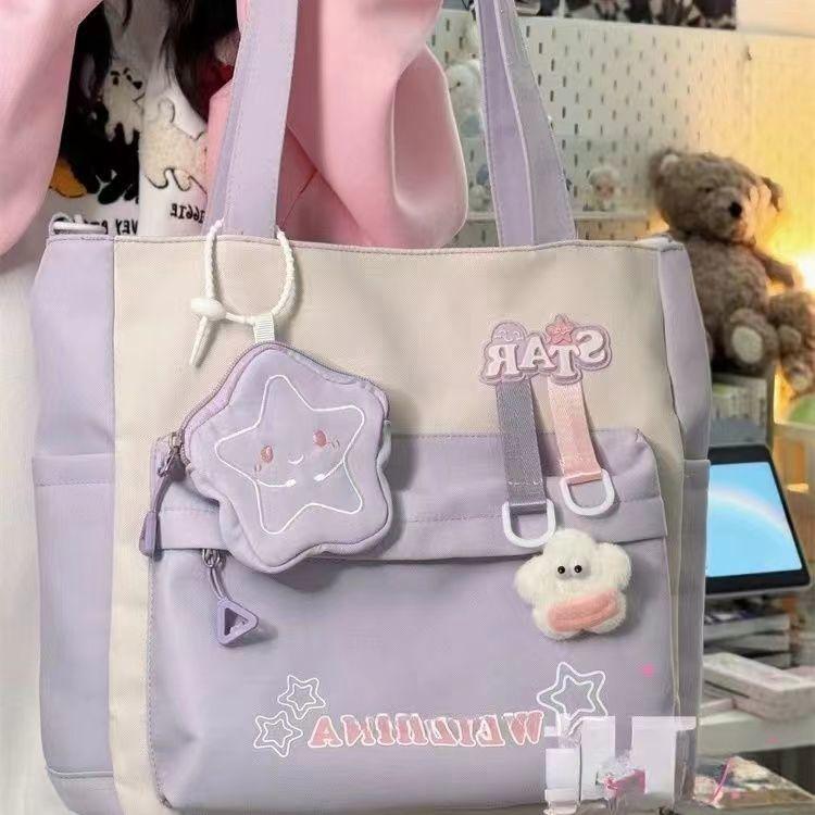 Cute Star Crossbody Bag for Girls, Handbag for Junior High School Students, Tutorial Bag, Large Capacity