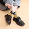 1 dicke Sohle Loch kleine Lederschuhe Damen, niedrig geschnitten Leder Britischer Vierkantkopf lässig Student mittlere Dicke Muffin