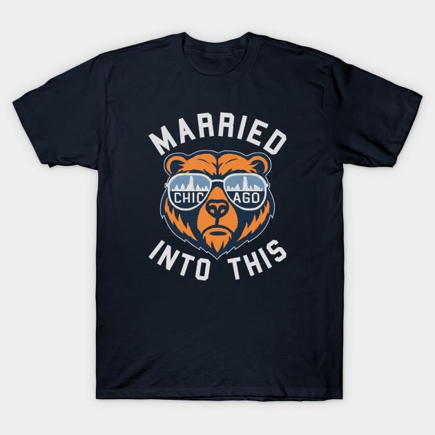

Men Black Print T-shirt Chicago Bears Shirts Married Into This Chicago Football Shirt: Funny Bear Sports M10109 No-Cut Transfer Paper Print Cotton Tsh 2XL Темно-синій