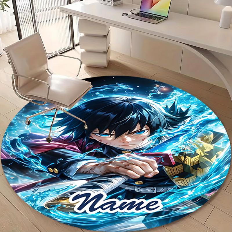 Personalized Demon Slayer Round Chair Office Rug - Perfect for Mat, Office Chair & More - Ideal Gift for Birthdays and Holidays