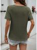 2026 Women's Casual V-neck Short-Sleeved Waffle Knit Top with Lace Patchwork