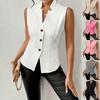 Zomer Nieuwe Dames V-hals Knopen Mouwloos Vest Vest Klein Pak Vest