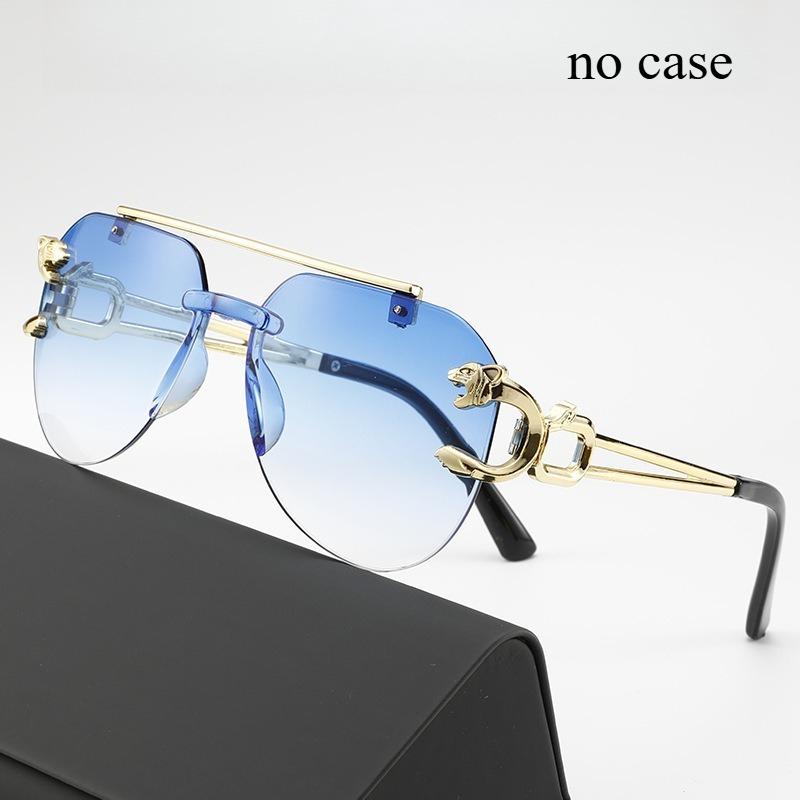 High-end, Stylish Unframed Double-beam Anti-glare Sunglasses with Lion and Tiger Mirror Frames for A Bold, High-impact Look