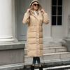 Womens Extra Long Knee-Length Puffer Coat Winter 2026 Oversized Hooded Cotton-Padded Jacket Cold Weather