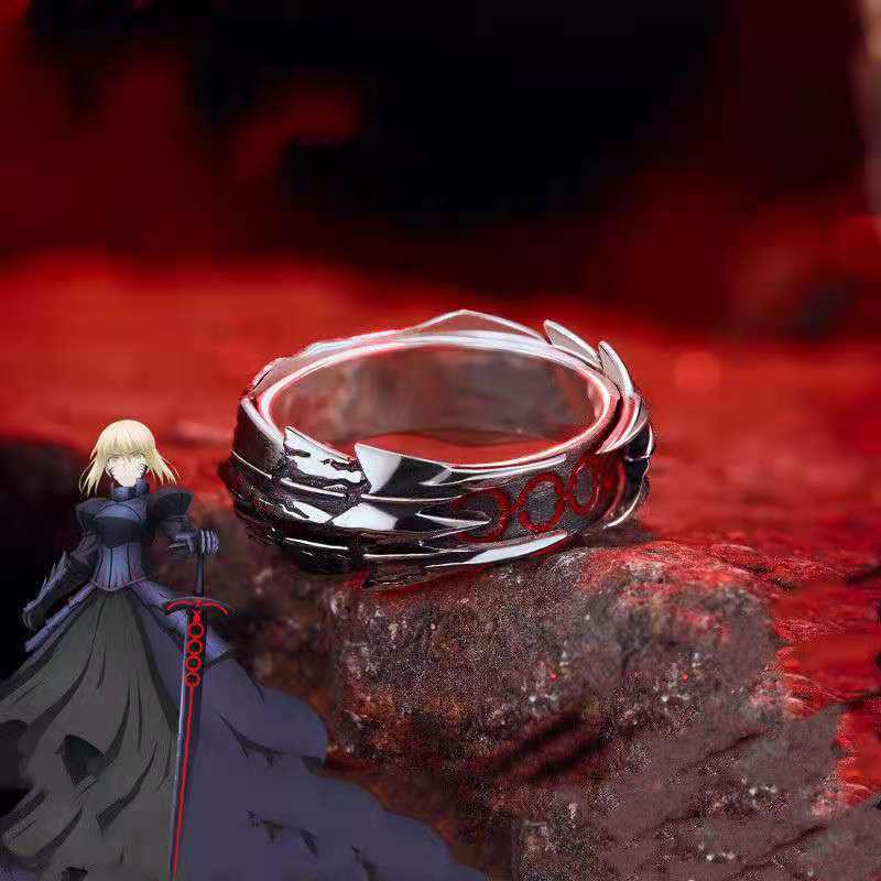 Anime Fate Stay Night Ring Black Sabre Armor Cosplay Unisex Nastavitelné Otevírací Šperky Prsteny Příslušenství k rekvizitám Halloweenský dárek