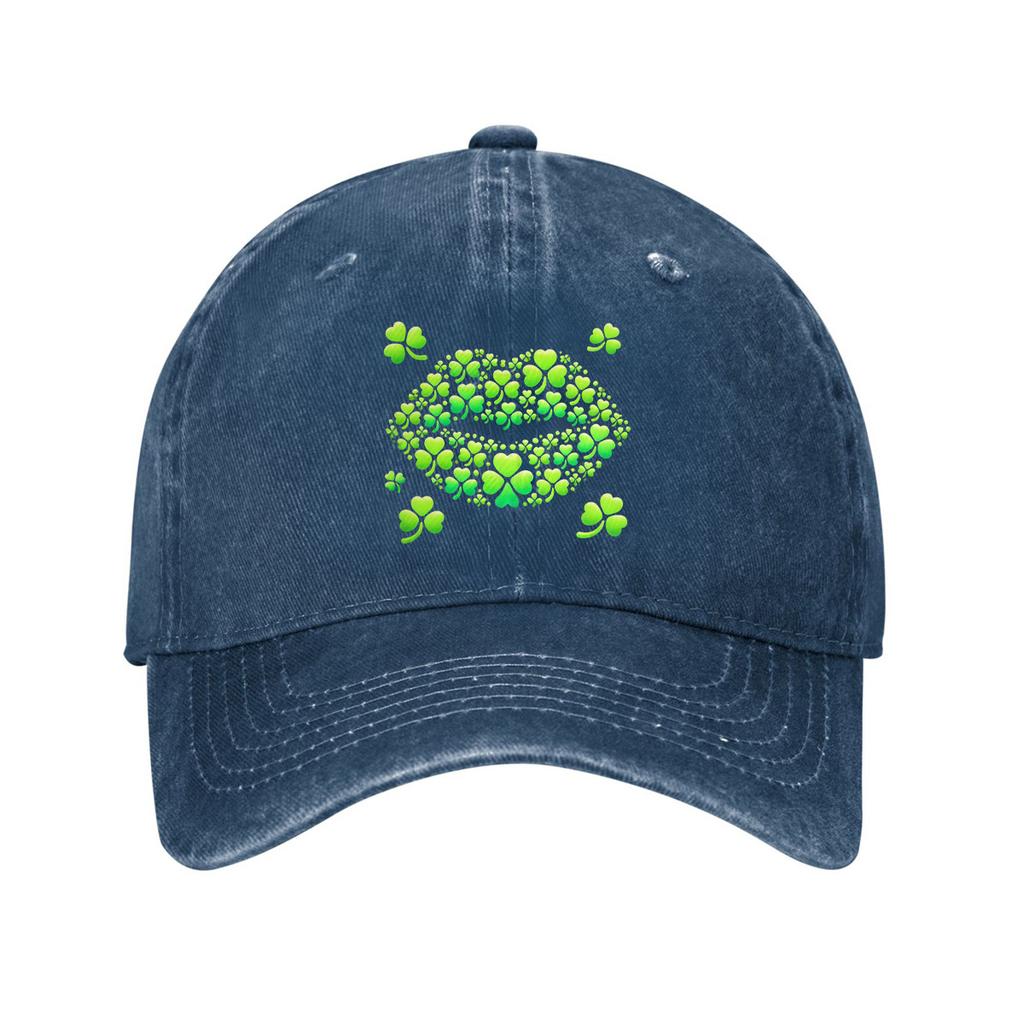 Shamrock Lips St Patricks Day Baseball Cap Adult Denim Cotton Adjustable Dad Hat Casual Outdoor