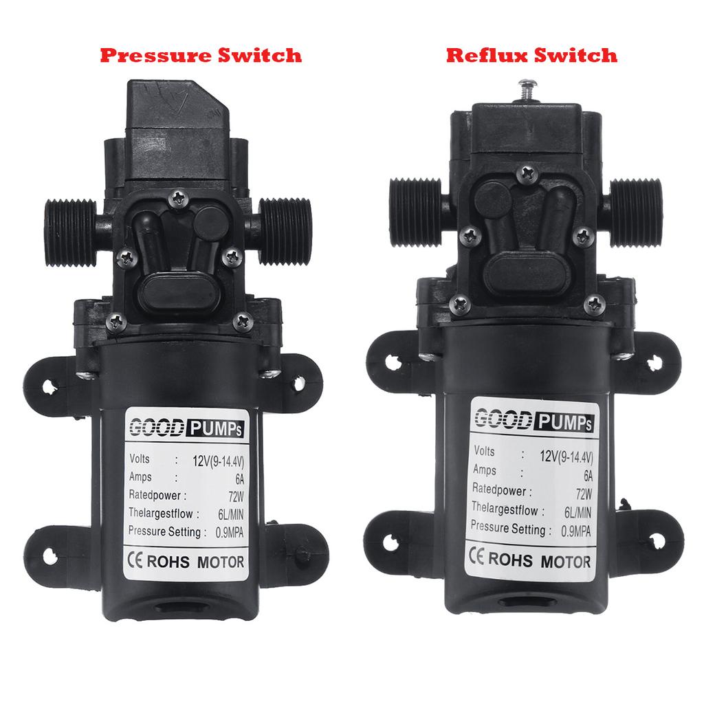 6L/min Elektrische Wasserpumpe Schwarz Micro Hochdruckmembran Selbstansaugende Kühlung DC 12V Für Autowaschwasserpumpensprüher
