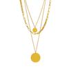 Fashion Versatile Minimalist Cool Titanium Steel Multi Layer Round Pendant Chain Necklace