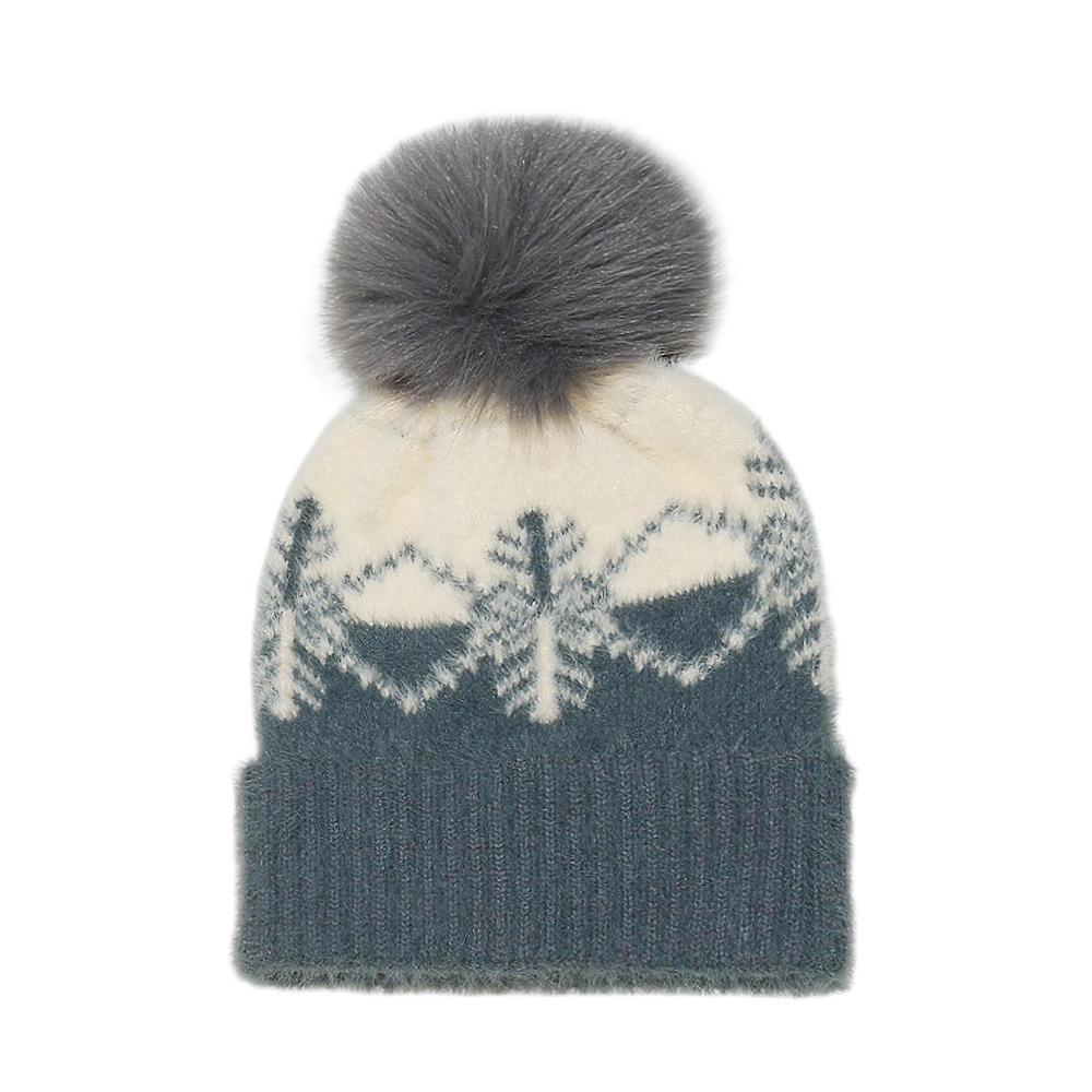 Autumn and Winter New Wool Hat Christmas Day Snowflake Pullover Hat Imitation Mink Knitted Hat Women 2025