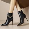 Vinterkjede Høye Hæler Dame Ankelstøvletter Elegante Spisse Sko Dame 2025 Trend Mote Fest Sexy Pumps Chelsea Botas Mujer