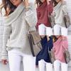 Women's Autumn Knit Sweater Solid Color High Neck Ribbed Top One Shoulder Sexy Loose Fit Oversized