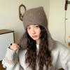 Atmospheric rabbit fur knitted wool hat women's new autumn and winter warm ear protection hat cold-proof bag head hat