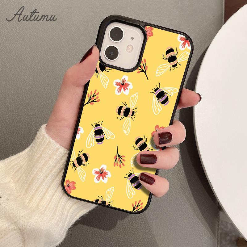 Bees Phone Case for iPhone 11 12 13 14 Pro Max Mini X XR XS SE 2020 5 6S 7 8 Plus Samsung Galaxy S21 S22 Cover Shell