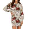 Damenmode Lässig Weihnachts-Print Rundhals Langarm Kleid