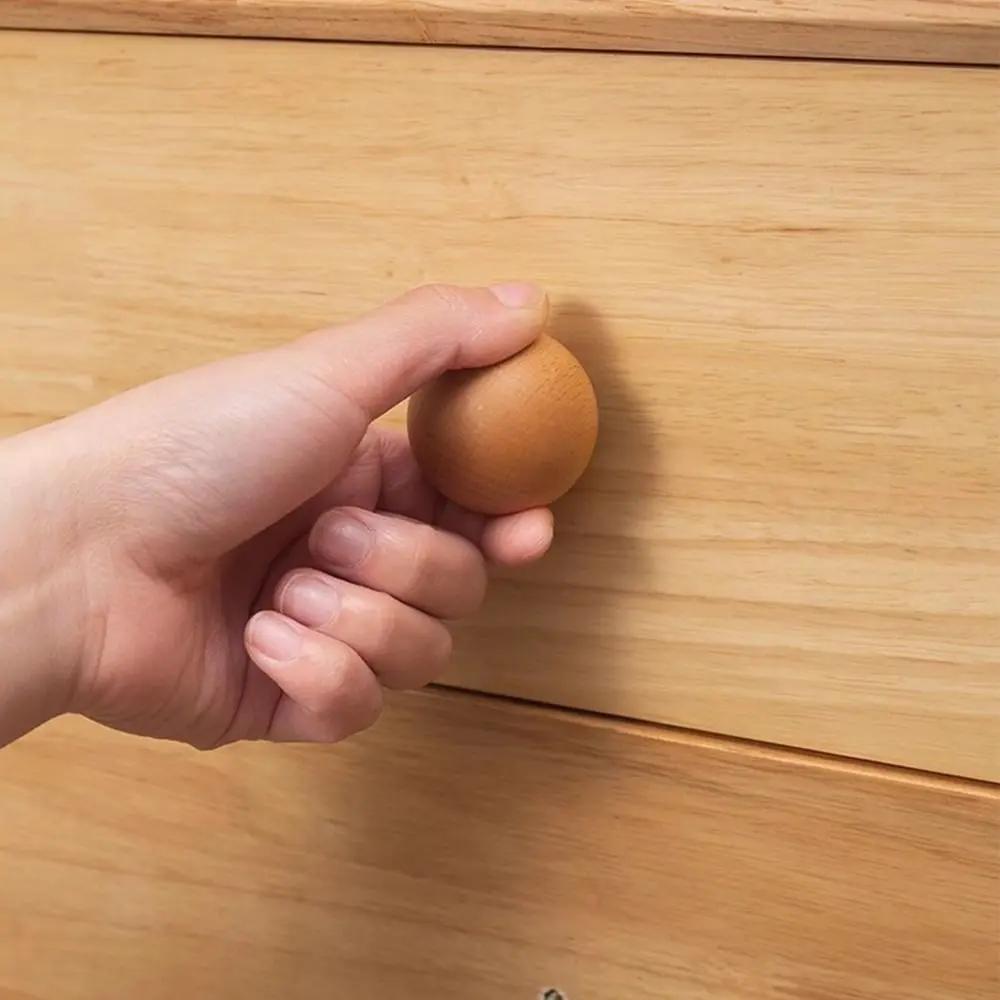 DIY Nordic Cupboard Wardrobe Pulls Round Beech Wardrobe Knob Simple Wood Hook Hanger Home Decoration