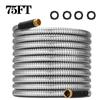 75ft Stainless Steel Garden Hose Metal Water Hose Patio Outdoor RV Car Wash Hose Watering Gun Hose Gardening Accessories