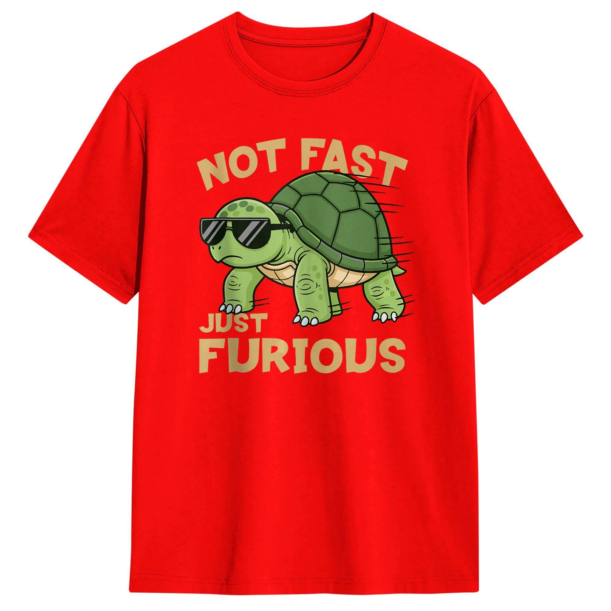 Vintage T Shirt Summer Not Fast Just Furious Turtle Funny Attitude Meme Trending TShirts Cotton Tee Shirt Unisexs Classic Clothes S