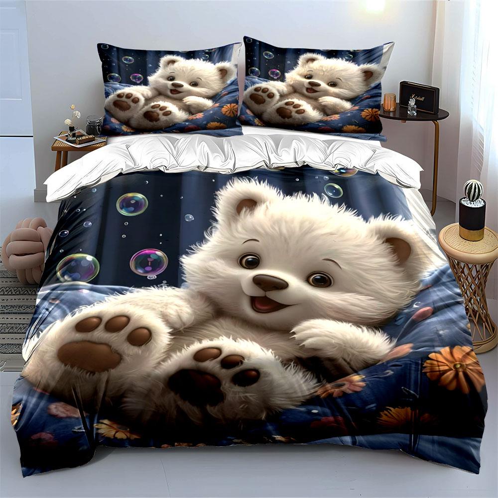 Adorable Bear Bedding Set Multiple Sizes Kid'S And Adults' Bedroom Exquisite 3Pc Bedding Set, Gift