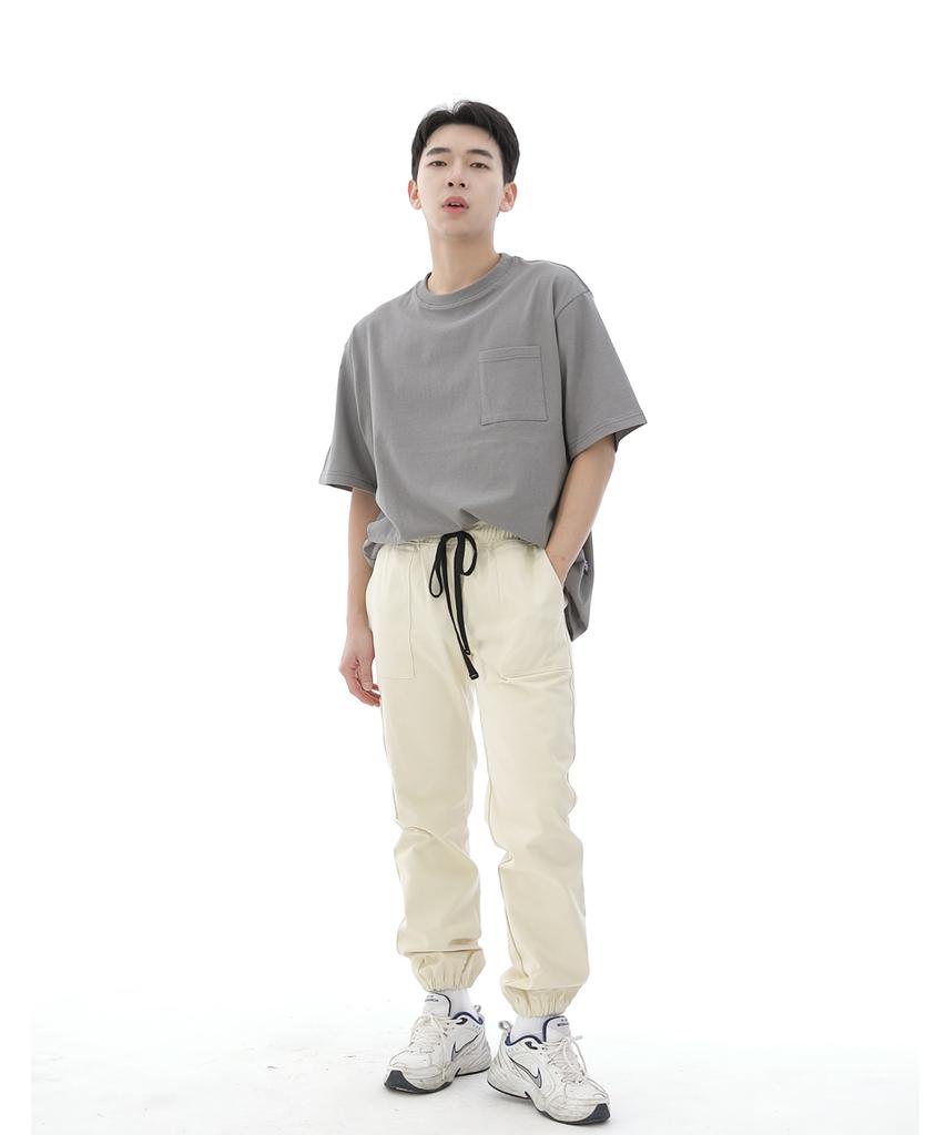 Seinteukeulu Straight Two-Layer Cargo Jogger Pants St2-309Cj Cream