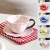 Exquisite 3D Flower Ceramic Mug & Saucer Set - Niche Latte Coffee Cup for Afternoon Tea & Housewarming Gift Ceramic Coffee Mug