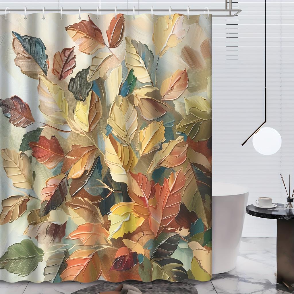Herbstblätter Kunstdruck Duschvorhang - Wasserdicht, Maschinenwaschbar mit Haken inklusive, Perfekt für Badezimmerdeko