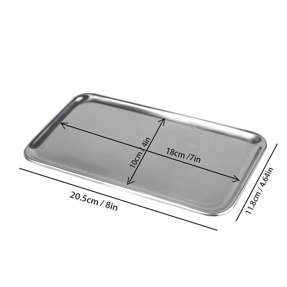IMEEA Stainless Steel Accessory Tray, Coin Tray, Small Item Tray, Key Tray, Cash Tray, Square, Silver, Set of 2