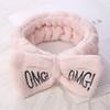 Custom Logo OMG Bowknot Wash Face Hairband Rabbit Cat Ear Cute Plush Lady Soft Women Elastic Hair Band Flannel Make up Headbands