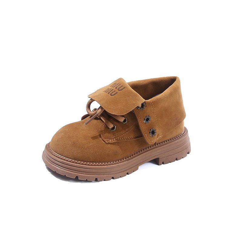 Small Yellow Boots Children's Martin Boots Girls Fashion Short Boots 2025 Autumn and Winter British Style Older Children's Boots Boys Leather Boots