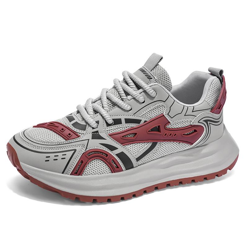 

Мужская обувь Папины кроссовки на толстой подошве для спорта, увеличение роста, повседневная дышащая спортивная повседневная обувь 44 красный/серый