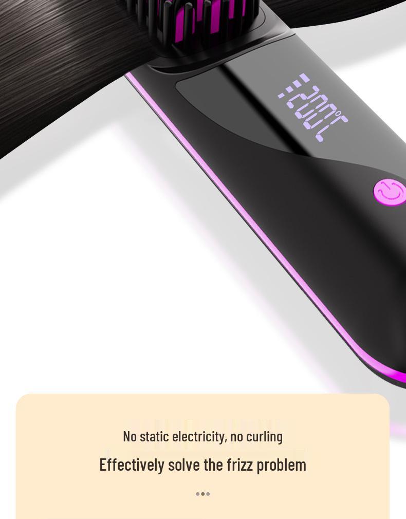 Rechargeable Portable Wireless Hair Styling Comb with Negative Ion Hair Care for Straightening and Curling