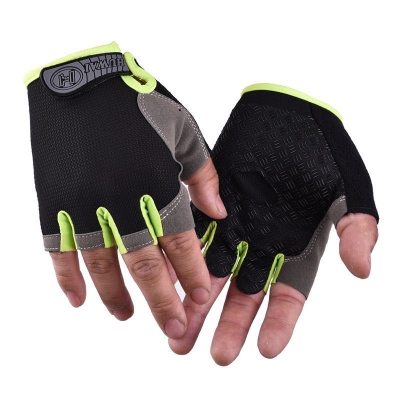 

Kids Gloves Boys Sports Cycling Girls Drop-Resistant Half Finger Cycling Single Bar Exposed Finger Hip Hop Hiking Outdoor Equipment Black Green [Non Slip Palm]] M