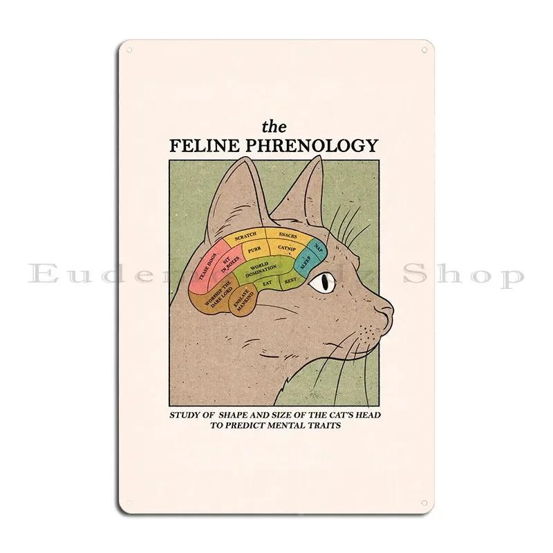 The Feline Phrenology Metal Sign Pub Painting Custom Design Cinema Tin Sign Poster 20x30cm(7.8x11.8inch)