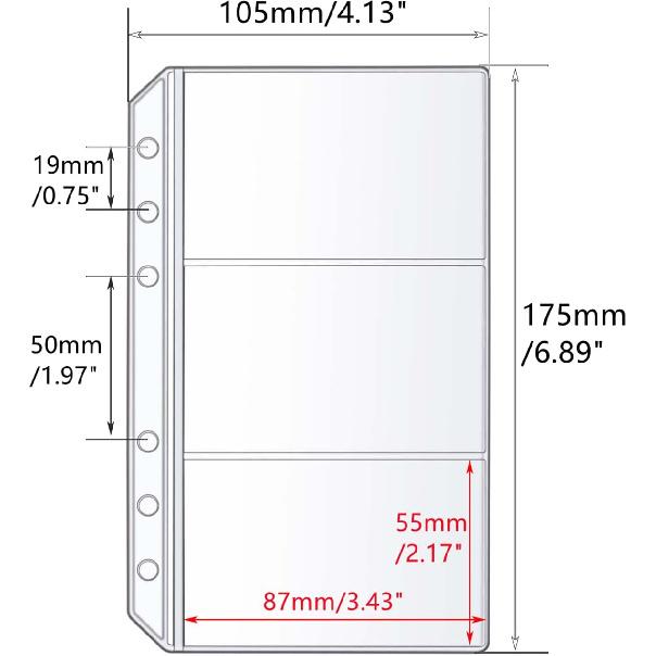 Mogoostry 12pcs A6 Binder Pockets for Budgeting Double-Sided 3 Pocket Clear Page Sleeves Side Loading PVC Sheet Protector