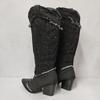 2024 Spring New ZA Knee High Botas Fashion Woman Denim Luxury Designer Rhinestones Western Cowboy Boots