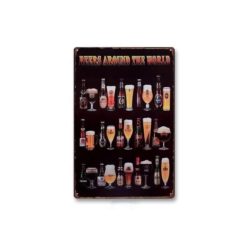Metal Tin Sign Poster Beer Tin Sign Metal Plaque Poster for Bar Club Wall Decor Retro Home Bedroom Vintage Wall Plate Pendant